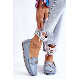PS1 Mocassins femininos de couro azul claro Downtown 2
