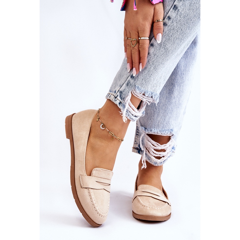 PS1 Mocassins femininos confortáveis ​​de camurça bege Lucca 1