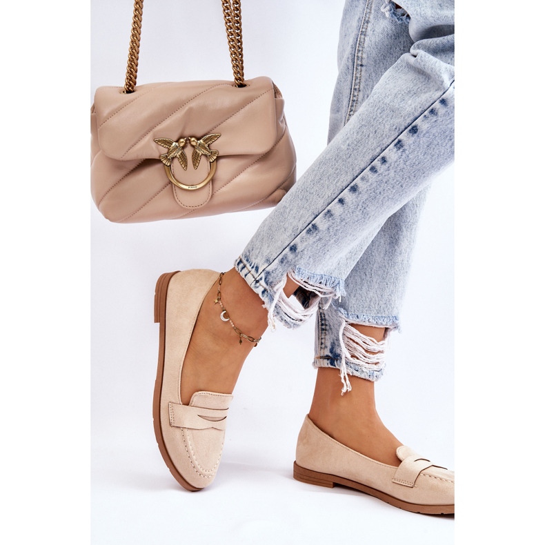 PS1 Mocassins femininos confortáveis ​​de camurça bege Lucca 2