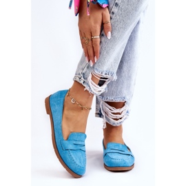 PS1 Mocassins femininos confortáveis ​​de camurça azul Lucca 1