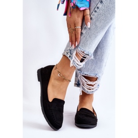 Mocassins femininos confortáveis ​​de camurça preto Lucca 1