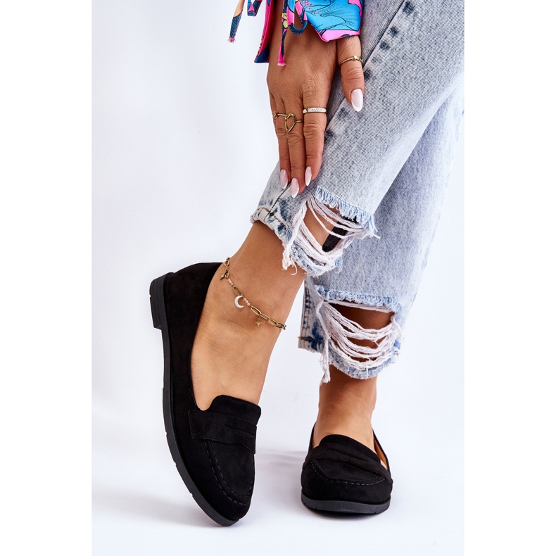 Mocassins femininos confortáveis ​​de camurça preto Lucca 1