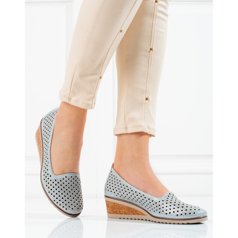 W. Potocki Sapatos femininos vazados Potocki cinza 1