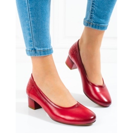 W. Potocki Sapatos de salto baixo de mulher Potocki vermelho 1