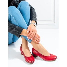 W. Potocki Sapatos de salto baixo de mulher Potocki vermelho 2