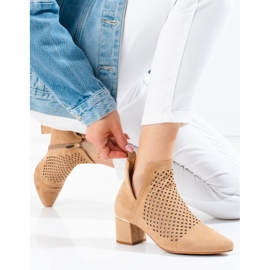 Botas femininas a céu aberto com salto baixo Vinceza bege 1