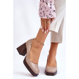 Sapatos de couro da moda Laura Messi 2599 bege 1