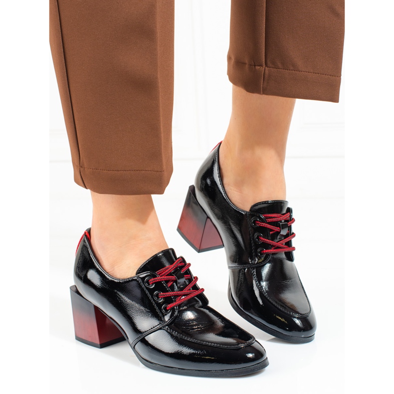 W. Potocki Sapatos de atacadores de mulher Potocki preto 1