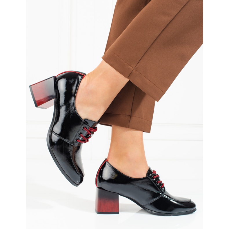 W. Potocki Sapatos de atacadores de mulher Potocki preto 2