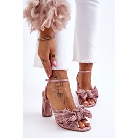 Sandálias da moda com laço no salto bege Callum marrom 1