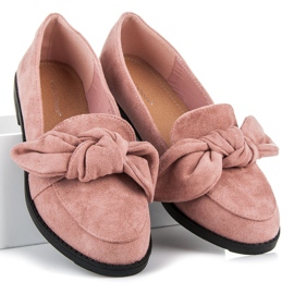 Ideal Shoes Brogues de camurça com laço rosa 1