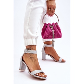 PS1 Sandálias brilhantes em salto alto prateado Maxim prata 2