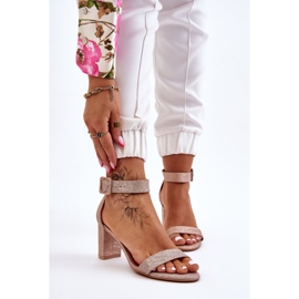 Sandálias brilhantes de salto alto ouro rosa Maxim 1