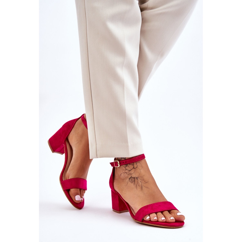 PS1 Sandália de salto baixo de camurça Quincy fúcsia rosa 2