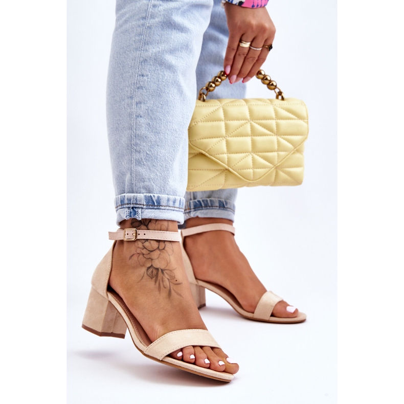 PS1 Sandália salto baixo quincy bege camurça marrom 2