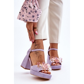 PS1 Sandálias da moda com cristais em saltos maciços Roxo Garrett tolet 1