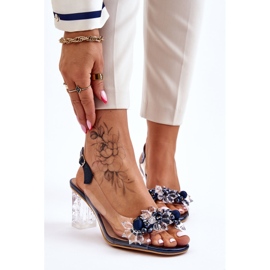 S.Barski Sandálias da moda com miçangas Navy Terrance azul marinho 2