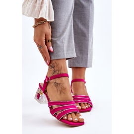 S.Barski Sandália de camurça Callan fúcsia com cristais rosa 1 S.Barski Sandália de camurça Callan fúcsia com cristais rosa 1