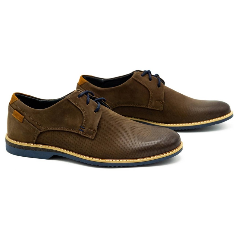 KOMODO Sapatos masculinos de couro casual 859L marrom castanho 2