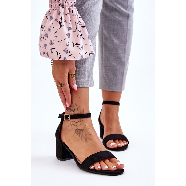 PS1 Sandália de camurça salto baixo Quincy preta preto 1