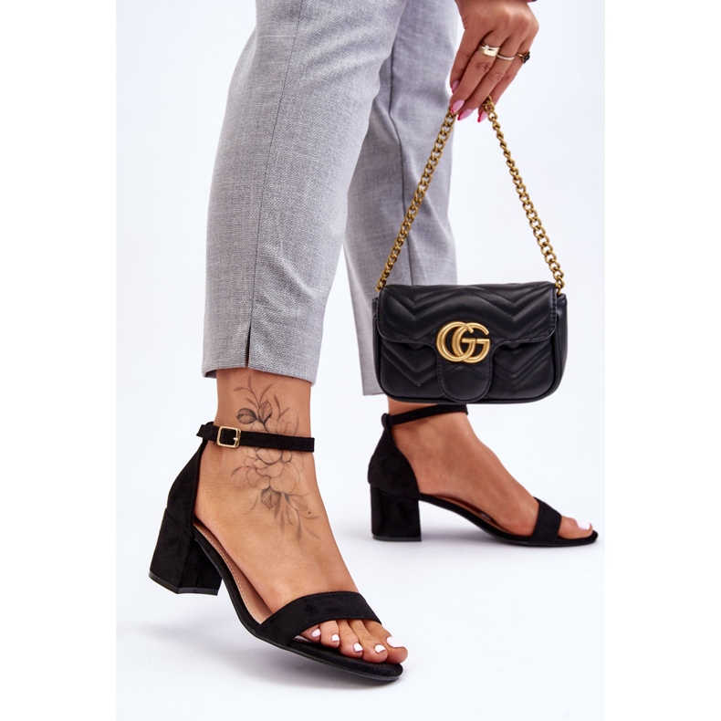 PS1 Sandália de camurça salto baixo Quincy preta preto 2