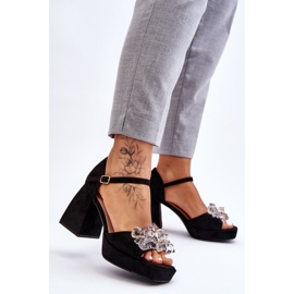 PS1 Sandálias da moda com cristais em saltos maciços Black Garrett preto 2