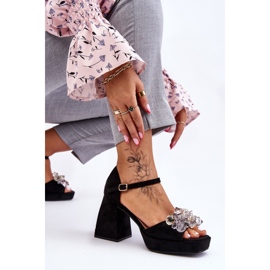 PS1 Sandálias da moda com cristais em saltos maciços Black Garrett preto 5