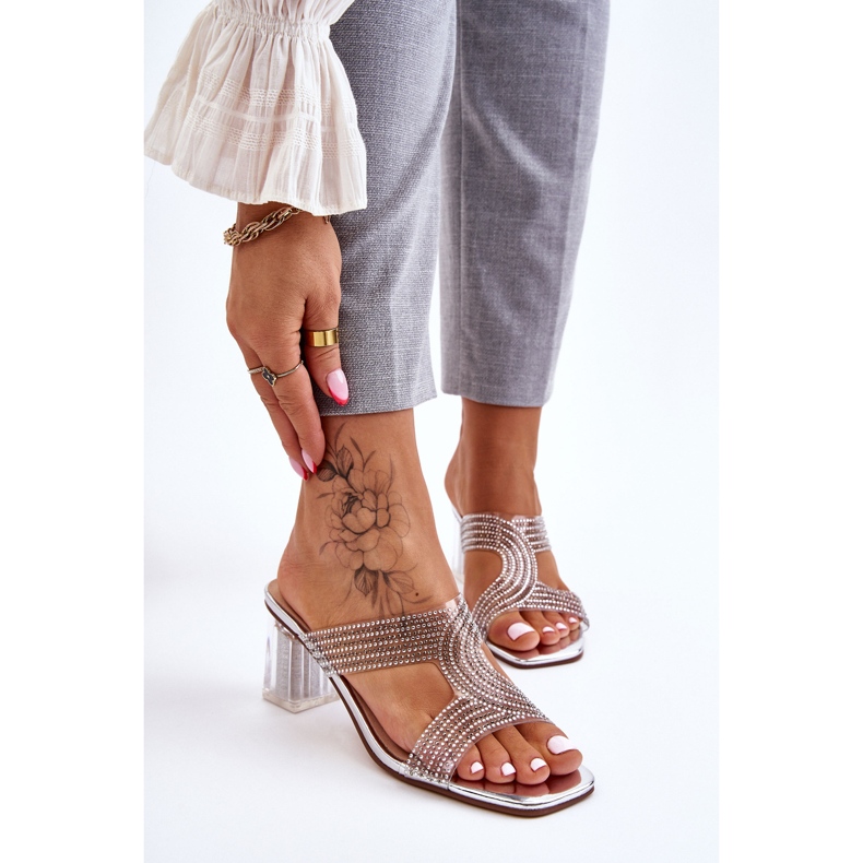 S.Barski Sandálias Jaxen Prata Salto Com Strass 1 S.Barski Sandálias Jaxen Prata Salto Com Strass 1