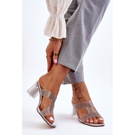 S.Barski Sandálias Jaxen Prata Salto Com Strass 2 S.Barski Sandálias Jaxen Prata Salto Com Strass 2