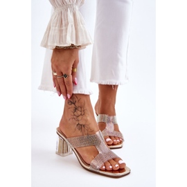 S.Barski Sandálias douradas de salto alto Jaxen com strass dourado 1