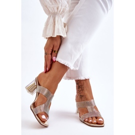 S.Barski Sandálias douradas de salto alto Jaxen com strass dourado 2