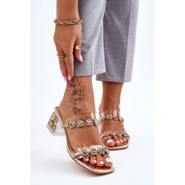 S.Barski Chinelos Femininos com Zircões Decorativos Leyla Dourados 1