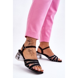 S.Barski Sandália preta de camurça Callan com cristais preto 2