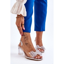 S.Barski Sandálias transparentes da moda com laço Ariella prateado prata 1