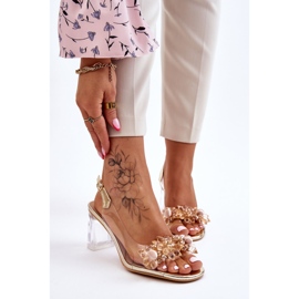 S.Barski Sandálias transparentes da moda com ornamentos dourados Carmelo 1