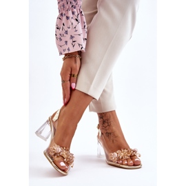 S.Barski Sandálias transparentes da moda com ornamentos dourados Carmelo 2