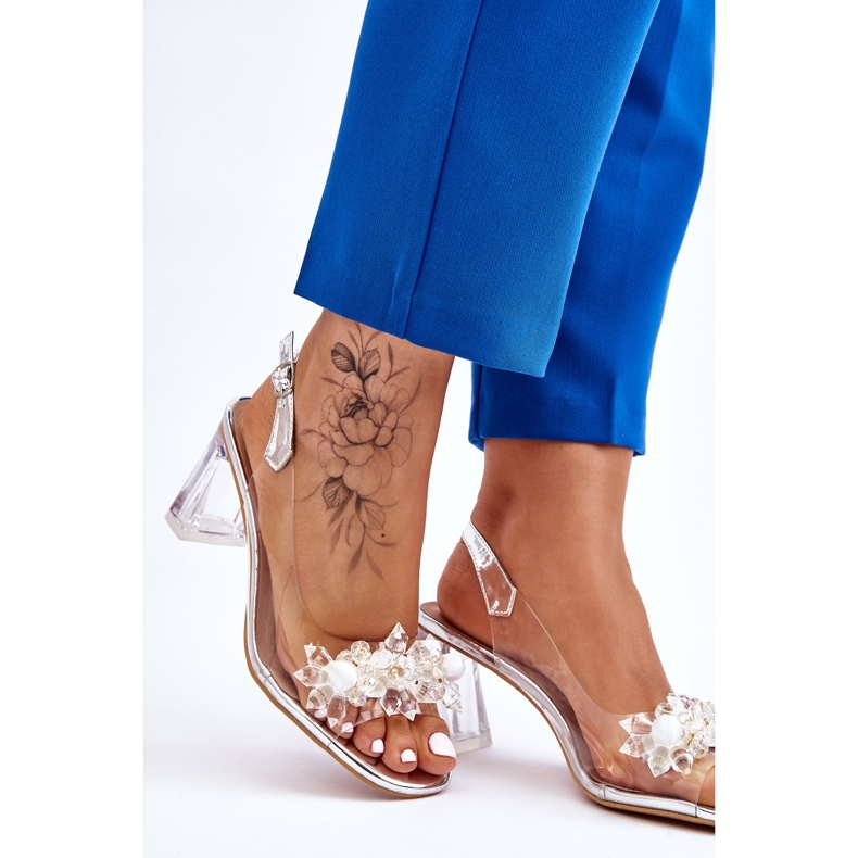 S.Barski Sandálias transparentes da moda com ornamentos de prata Carmelo 2