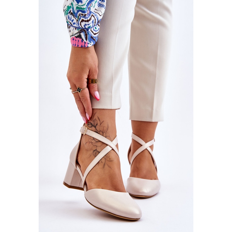 Sapatos de Salto Alto Sergio Leone SK824 Bege Pérola 1