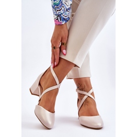 Sapatos de Salto Alto Sergio Leone SK824 Bege Pérola 2