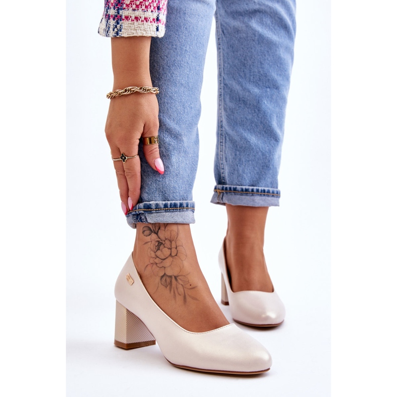 Sapatos de Salto Sergio Leone PB178 Bege Pérola 1