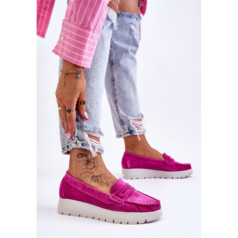 Lemar Mocassim com plataforma de camurça Milana fúcsia rosa 2 Lemar Mocassim com plataforma de camurça Milana fúcsia rosa 2