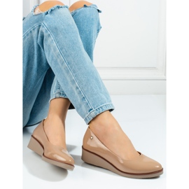 Sapatos de cunha femininos Vinceza bege 2