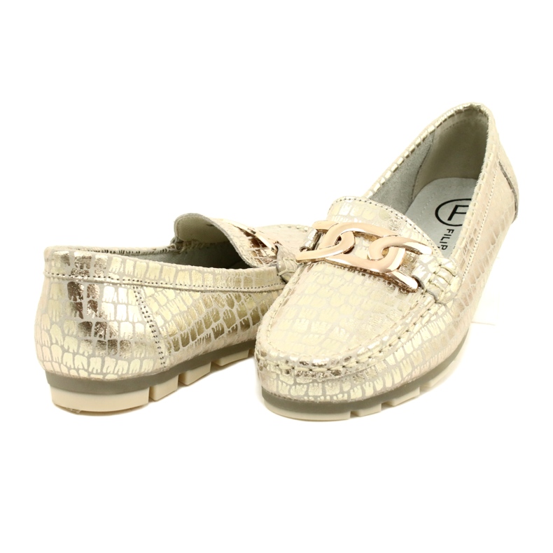Mocassim de couro dourado Filippo DP3630/23 bege 4