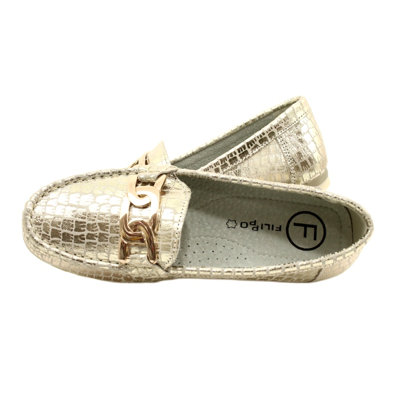 Mocassim de couro dourado Filippo DP3630/23 bege 6