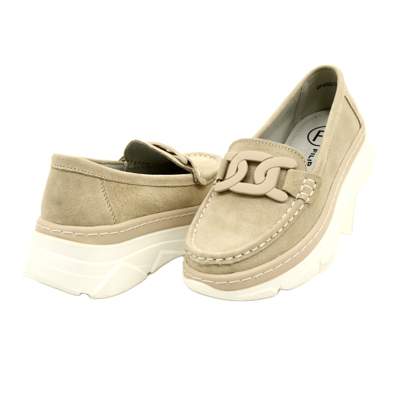 Mocassins de pele Filippo DP4552/23 bege 4