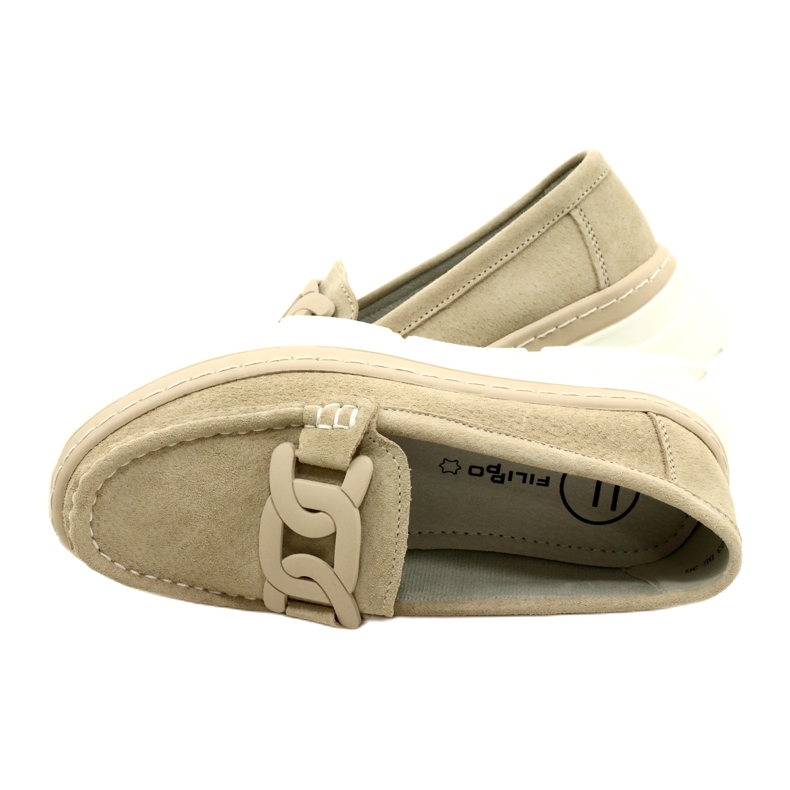 Mocassins de pele Filippo DP4552/23 bege 5