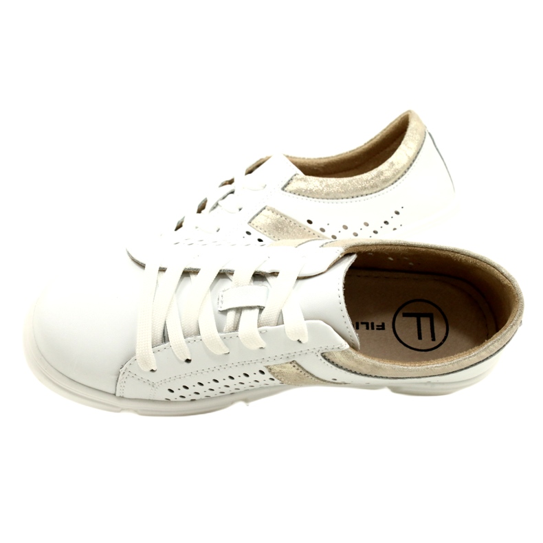 Tênis de couro perfurado Filippo DP4531/23 WH GO branco 5