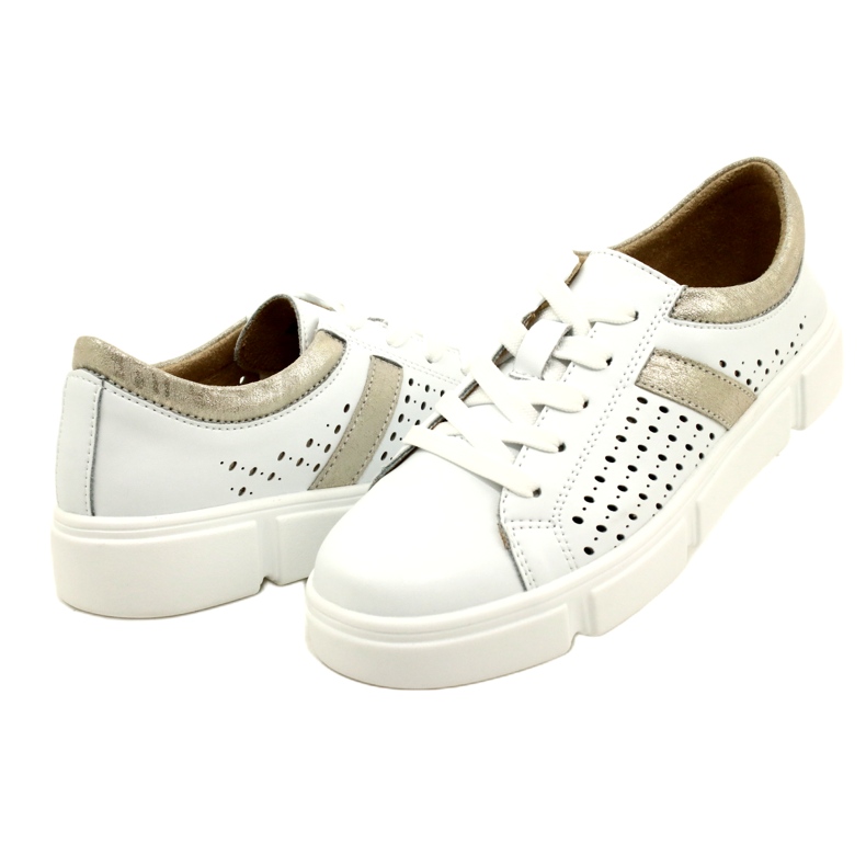 Tênis de couro perfurado Filippo DP4531/23 WH GO branco 4