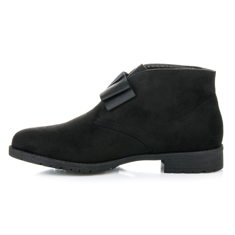 Ideal Shoes Botas planas com laço preto 1 Ideal Shoes Botas planas com laço preto 1