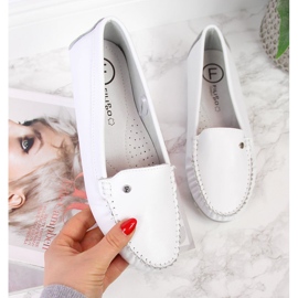 Mocassins em pele de mulher branco Filippo 1